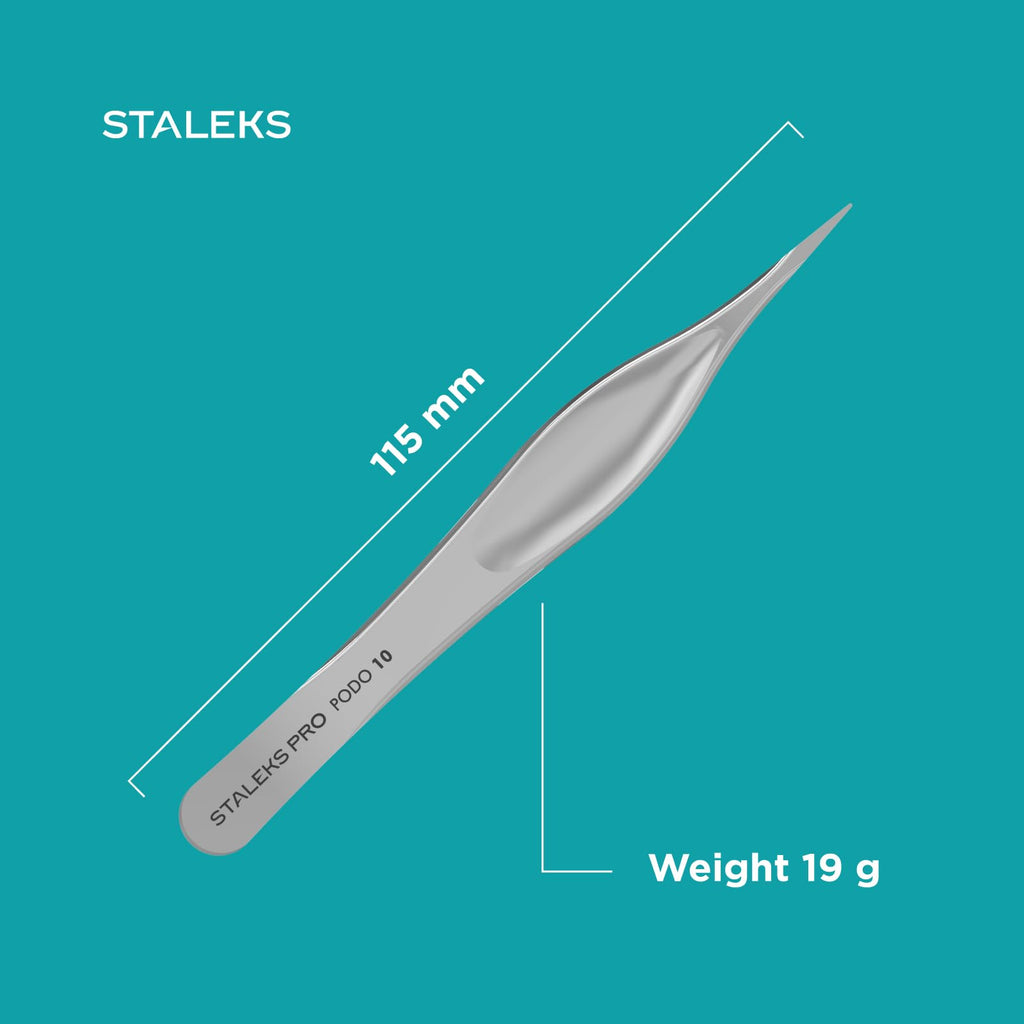 Staleks PODO 10 Podology Splinter Tweezers – Long Thin Working Part – Ideal for Ingrown Nail Removal, Calluses, and Foreign Body Extraction
