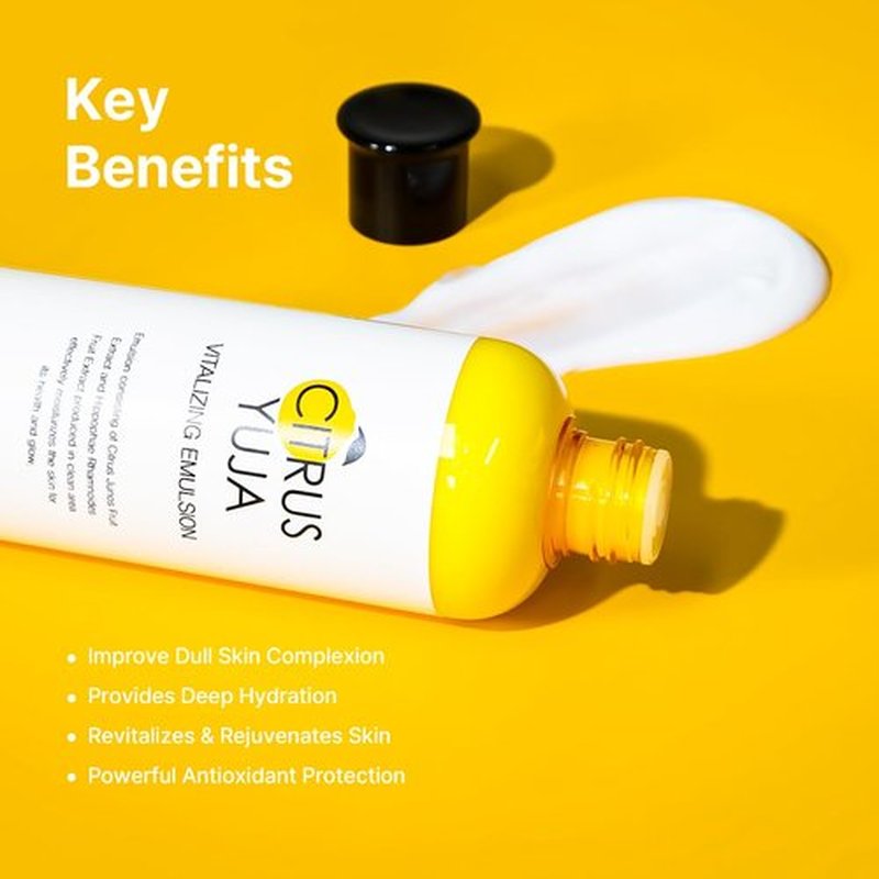 FARMSTAY Citrus Yuja Vitalizing Emulsion – Vitamin C Face Moisturizer for Dry & Sensitive Skin, Dark Spot Correcting, Deep Hydrating for Glowing Skin, Korean Skin care, for Women & Men, 9.46 fl. oz.