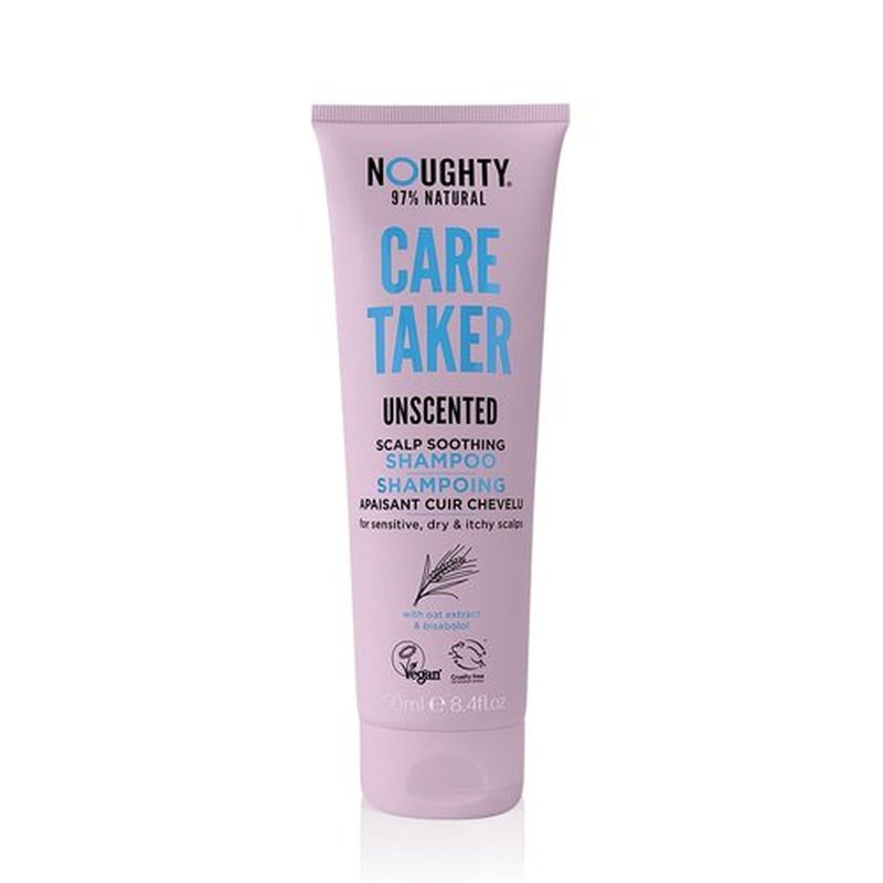 Noughty Care Taker Fragrance Free Shampoo, Anti Irritant Scalp Soothing Hair Cleanser for Dandruff Prone Sensitive Scalps, Caring 97% Natural Sulfate Free Vegan Haircare 8.4fl.oz