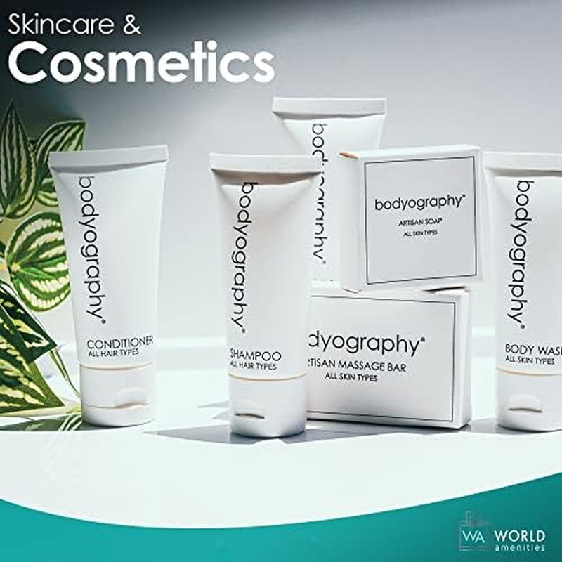 World Amenities - Bodyography blanc- Hand and Body Lotion | 1.4oz | Vanilla White Tea, Mini Travel Size Toiletries (100% Recyclable Tube with Flip Top Cap) Hotel Amenities, Suitable for All Skin Types