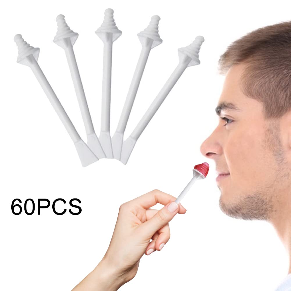 60pcs Nose Wax Applicators, Nose Wax Sticks, N-ose Hair W-ax Applicators, W-ax Sticks Applicator, for Nostril Cleaning and N-ose Hair Removal, Available for Men and Women(White,SIZE:60pcs)