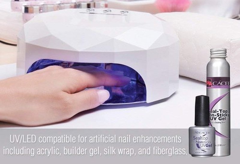 Cacee Gel Topcoat - Non-sticky Sealer for Acrylic, Builder Gel, Silk Wrap & Fiberglass Nails, Glass-like Shine, UV + LED (0.5 oz)