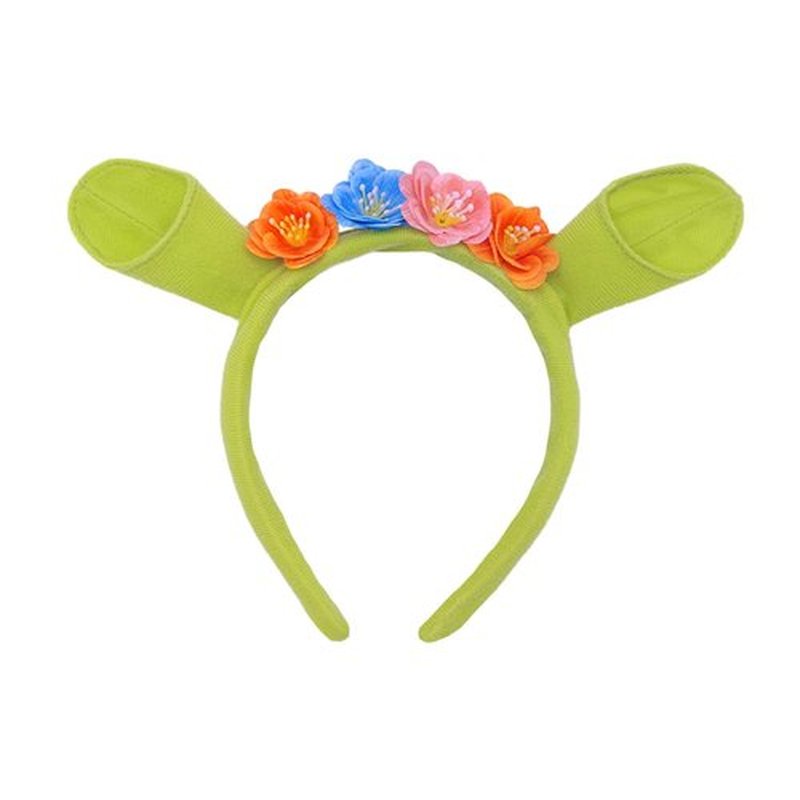 CHARMFORGE Green Ogre Ears Headband with Floral Crown – Funny Costume Accessory for Women Adults, Princess Cosplay, Halloween, Dress-Up Party