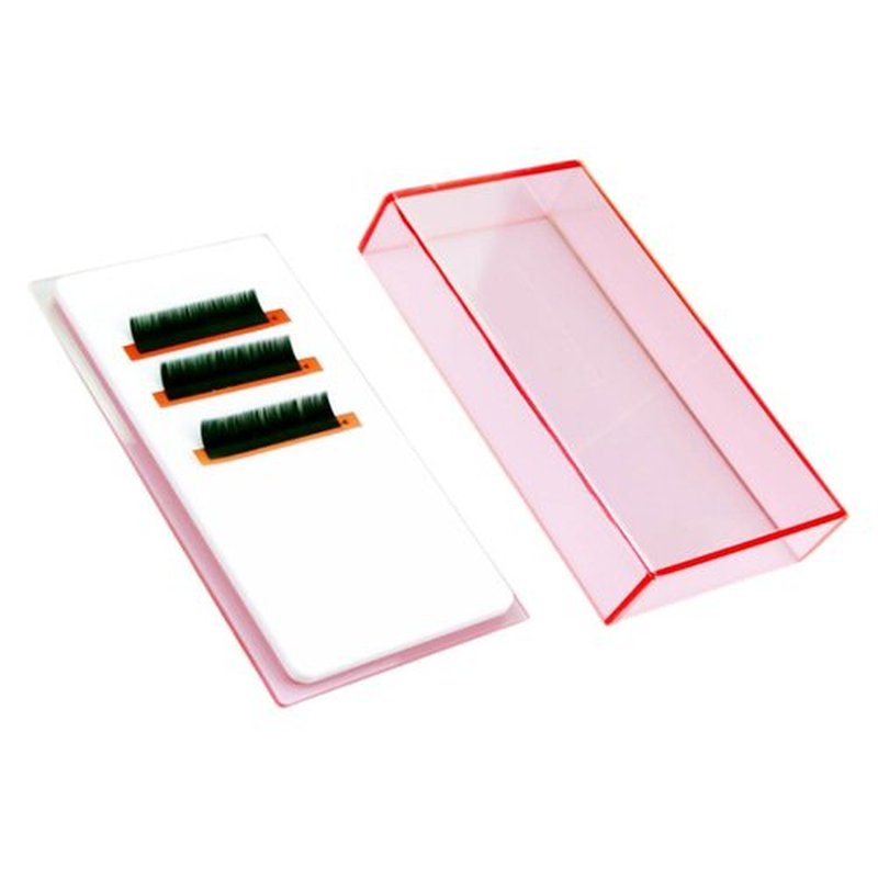 Eyelash Grafting Pallet with Cover, Dust-proof Acrylic Lash Tile holder, Eyelash Extensions Storage Gasket Pads (Transparent Pink S)