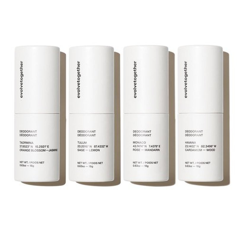 EvolveTogether Aluminum-Free Natural Deodorant - 4 Pack Travel Set | Neutralizes Odors & Soothes Skin | Vegan & Cruelty-Free
