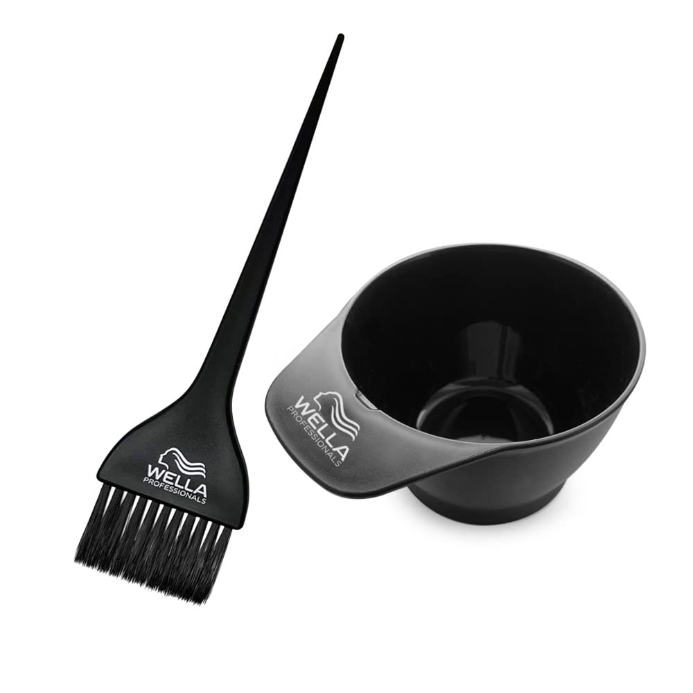 Wella Professionals Color Mixing Bowl & Brush Set - Black | Ideal for Professional & At-Home Use