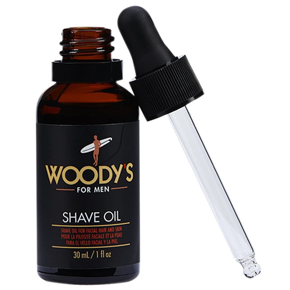 Woody's Shaving Essentials, Shave Oil for Men, Pre-Shave Base Oil Layer for Enhanced Shaving and Smoother Skin, 1 Fl Oz
