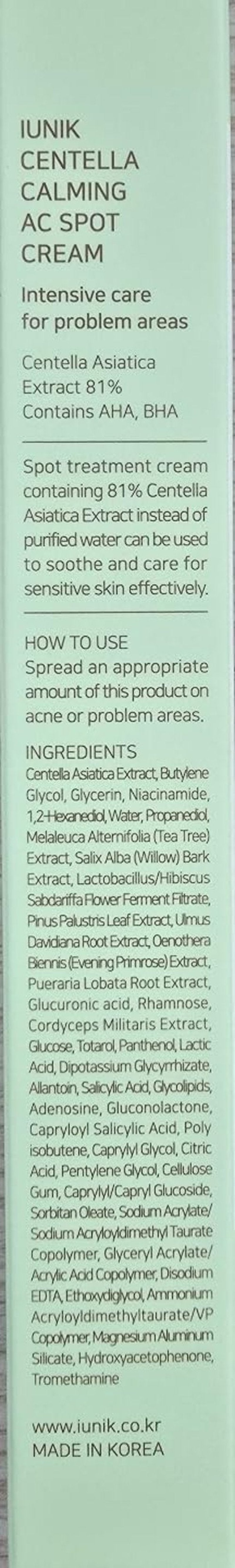IUNIK 81% Concentrated Centella Calming Gel Acne Spot Cream w/AHA BHA PHA Salicylic Acid Niacinamide Tea Tree Oil-Free Blemish Pimple Lightweight for Adults & Teens .67 Oz Sensitive Acne-prone skin