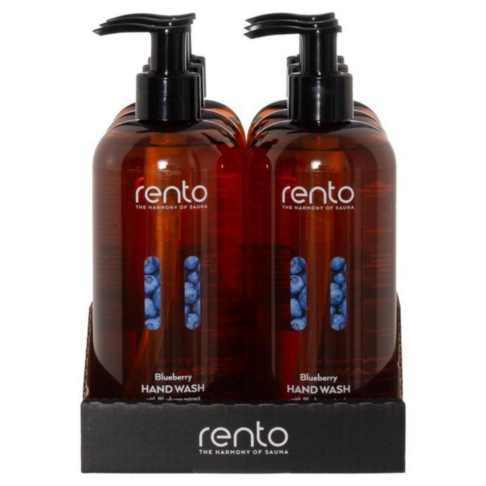 RENTO Hand Wash 13.5 Fl. Oz. (400ml) Gentle & Refreshing Hand Soap for Frequent Hand Washing with Aloe Vera, Vegan, 5 Types: Arctic Berries, Arctic Pine, Birch, Blueberry, Water Lily (Blueberry)