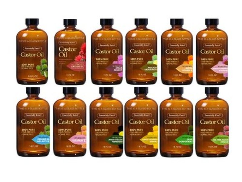 Essentially KateS Castor Oil 16 Fl Oz (Glass Bottle) - Jojoba + Calendula + Vitamin E - A Huge Glass Bottle with a Pump - 100% Pure and Natural, Cold Pressed, and Hexane-Free - Hair, Body