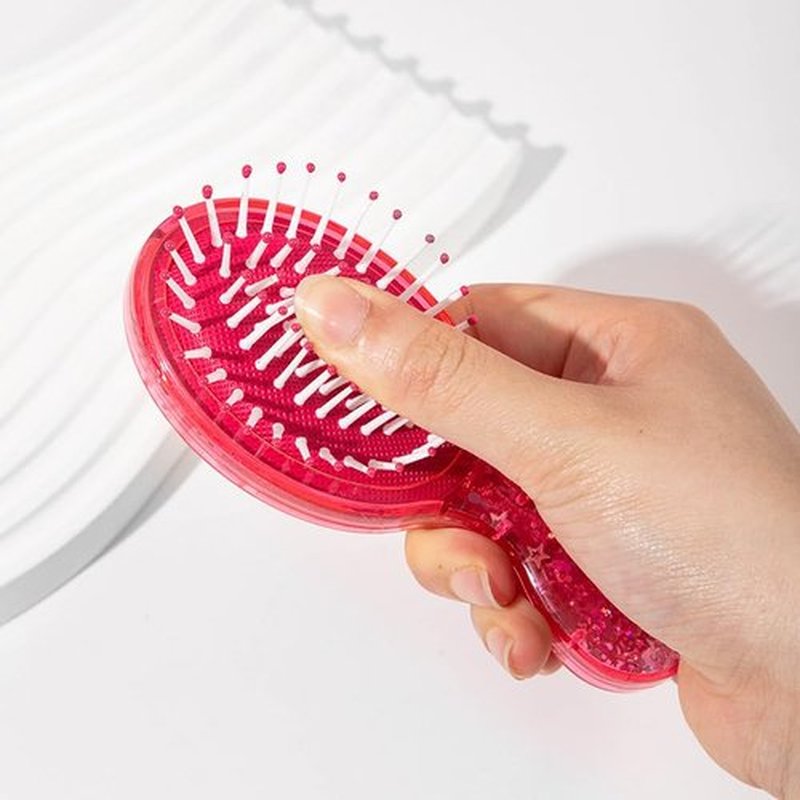 A'BREE Glitter Mini Hair Brush for Girls & Kids – Gentle Detangling Brush for Tangle-Free Hair, Travel-Friendly Size (Blue)