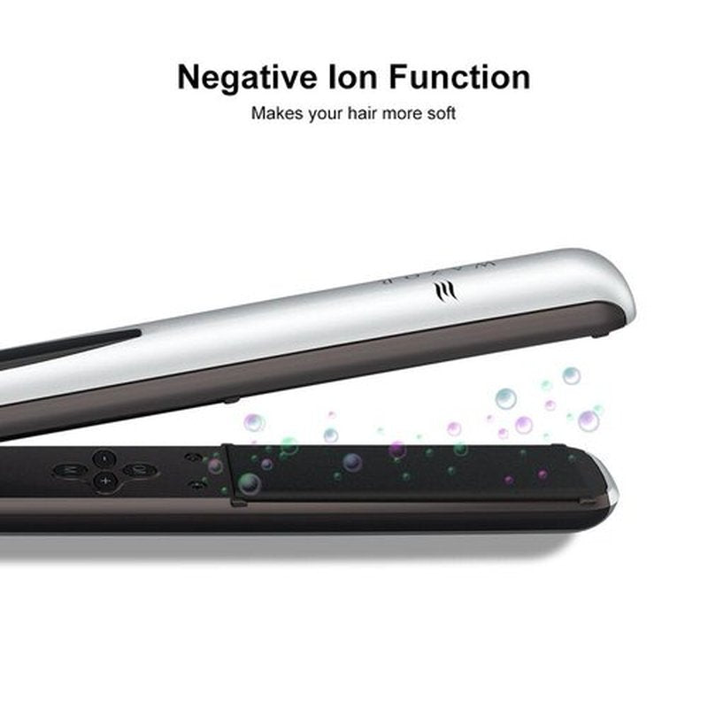 Hair Straightener Flat Iron and Curler 2 in 1 Professional Ceramic Flat Iron Instant Heat Up with Automatic Shut Off and Digital LED Display, Adjust Temperature from 284℉ to 446℉, 1 inch Sliver