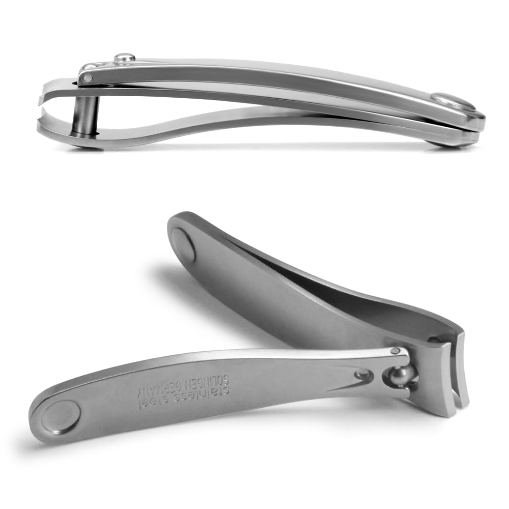 GERMANIKURE 4pc Manicure Set in Light Blue Leather Case - Made in Solingen Germany, FINOX Stainless Steel Tools – Professional Quality Compact Nail Grooming Kit