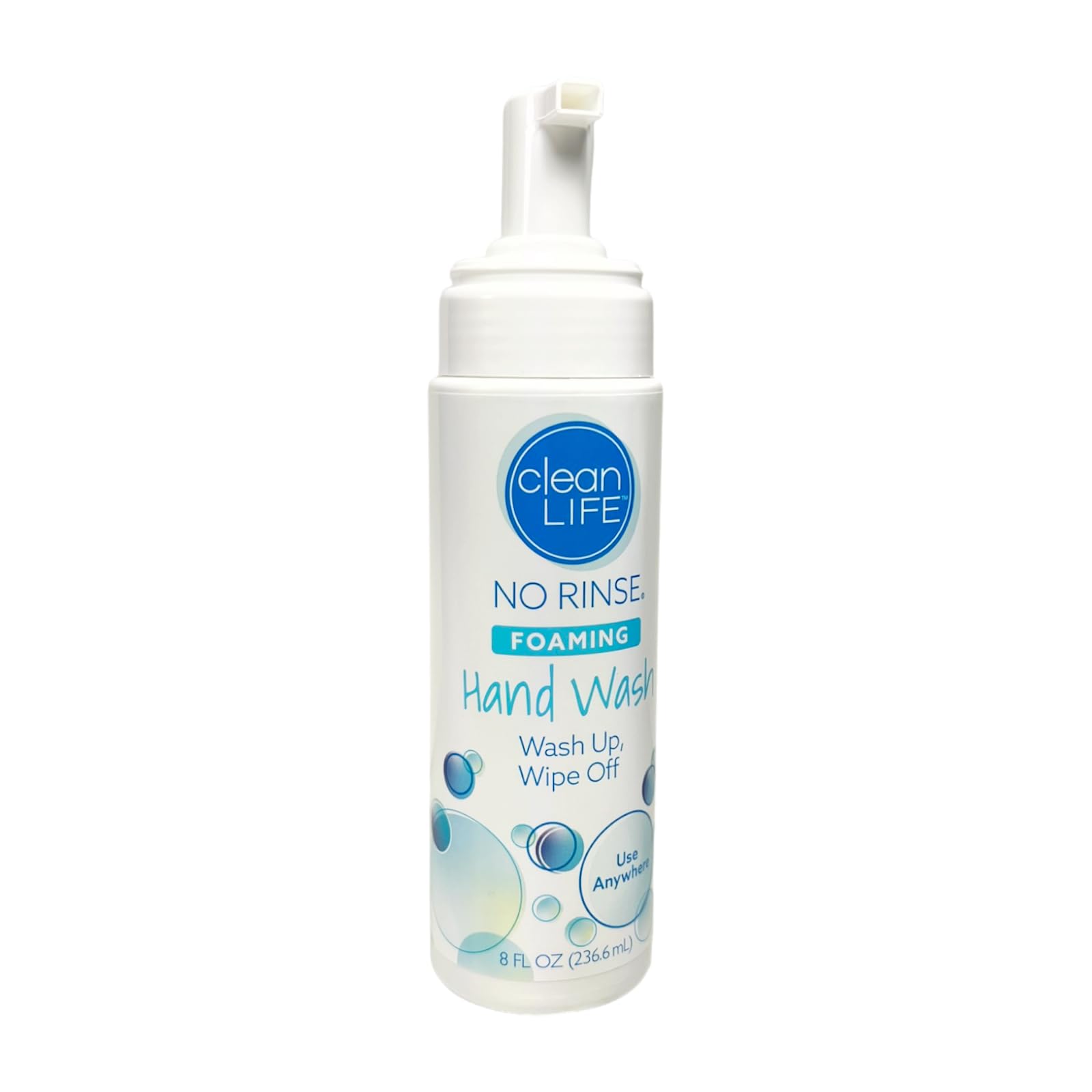No-Rinse Foaming Hand Wash, 8 fl oz: Waterless, Rinse Free Foam Cleanser Leaves Hands Clean and Moisturized - Cleansing Foam Providing Easy Wipe Off for Elderly, Adults, Camping