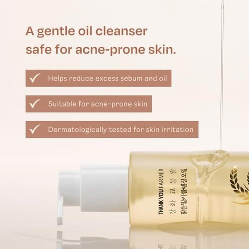 THANKYOU FARMER Rice Pure Milky Cleansing Oil 6.76 Fl oz (200ml) - Korean Cleansing Oil For Face, Non Comedogenic, Blackhead Pore Sebum Cleanser