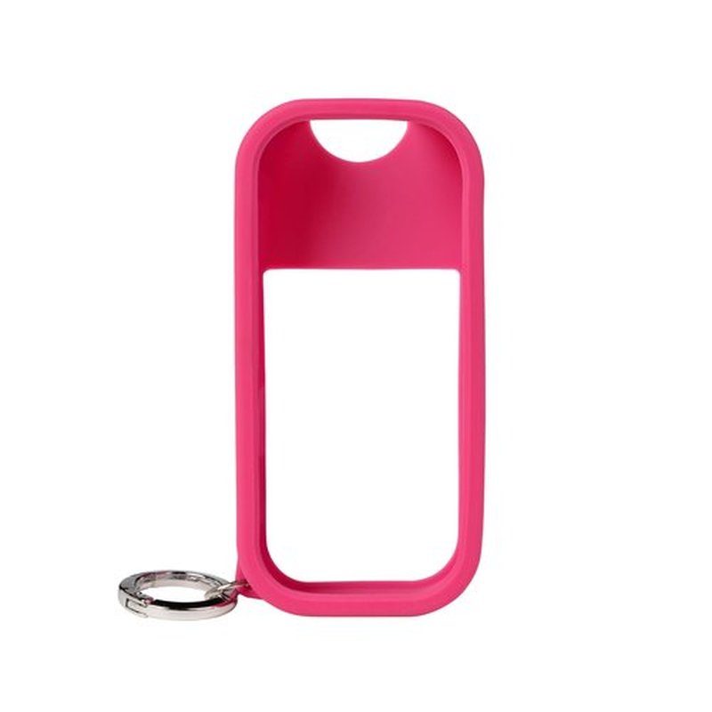 Touchland Body & Hair Fragrance Mist Case – Compatible only with 2 FL OZ Body Spray – Silicone Case with Keyring, Hibiscus Pink