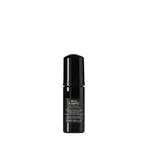 Davines OI Soufflé, Silkening Bodifying Foam for Fine to Medium Hair - Liquid-to-Foam Leave-In Treatment with Chicory Root & Roucou OilAdds Volume, Shine & Heat Protection, Travel Size, 1.69 Fl Oz