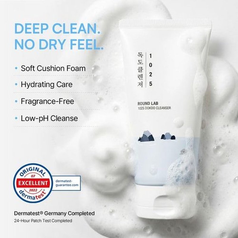 ROUND LAB 1025 Dokdo Cleanser - Low pH Facial Cleanser for Sensitive Skin | 5.07 Fl Oz Hydrating Face Wash