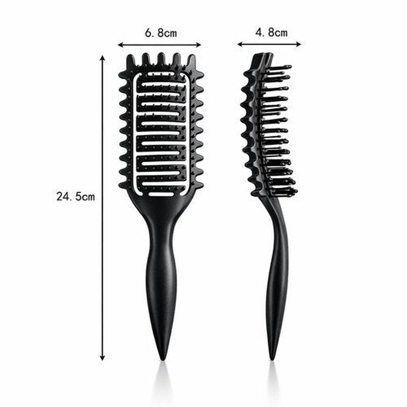 Skiennix Curl Defining Brush - Vented Detangling Tool for Curly Hair | Lightweight & Curved Design (Black)