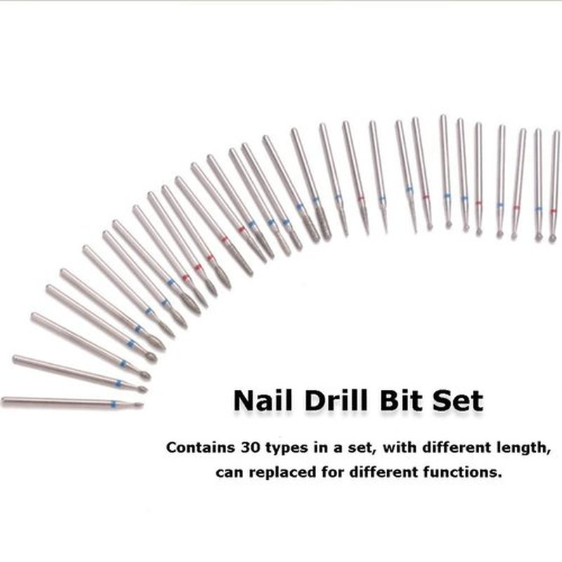 Drill Nail Bit Set,30Pcs/Set Drill Nail Bit Cuticle Dead Skin Clean for Nail Files Manicure Tools, Professional nail drill for nail salon or manicure