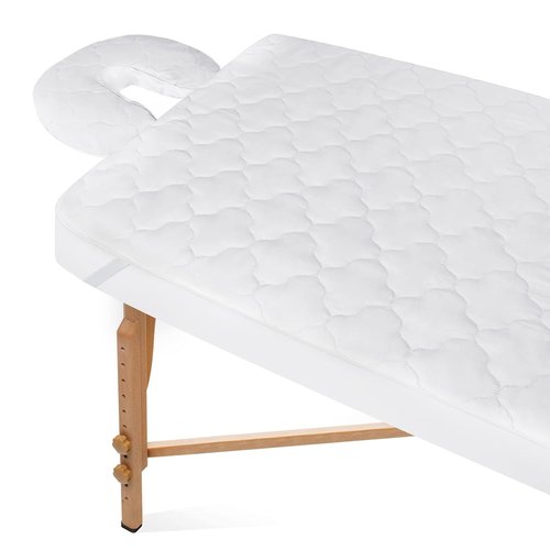 Skiennix 2-Piece Waterproof Massage Table Sheet Set - Extra Soft Fitted Sheet & Face Rest Cover | White