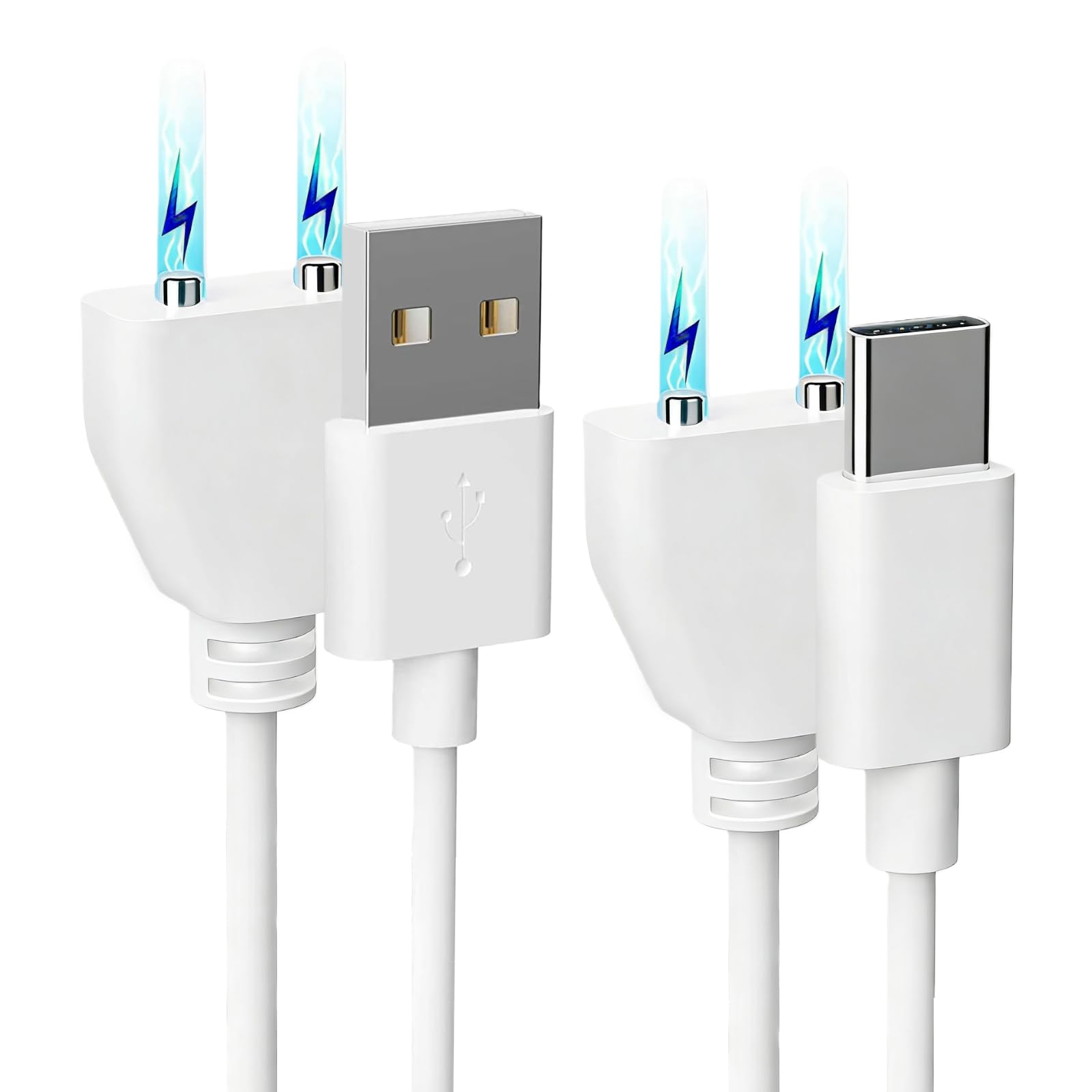Rlissfiose 2Pack 6mm Magnetic Replacement Charger Cable with 2 Dots, 2.65ft(80cm) USB-A & USB-C Charging Port Set to Magnetic Cord for Rose Charger Toys,Massagers, Cleansers Electronics (6MM)