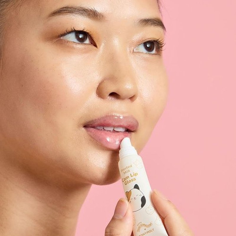 TONYMOLY Cam the Cat 2-Piece Set | Coconut Milk Hand Cream & Frosted Milk Lip Gloss - Adorable Korean Skincare Gift for Women & Teens