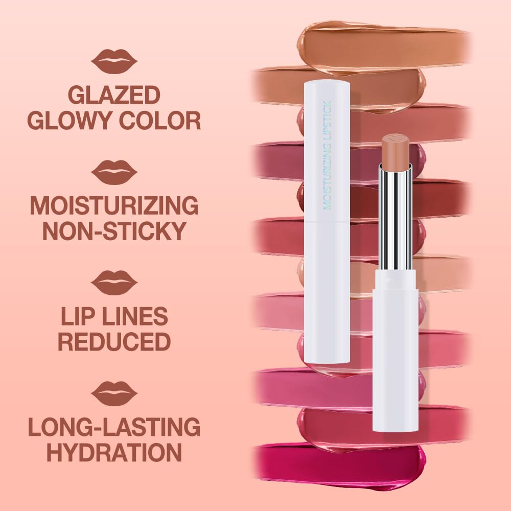 HHLTOH 1Pcs Tinted Lip Balm Moisturizing Lipstick – Waterproof Hydrating Matte Lip Balm for Women, Creamy Natural Color Stain for Dry Lips, Soft Matte Finish with Subtle Scent (#07 Almond Skin)