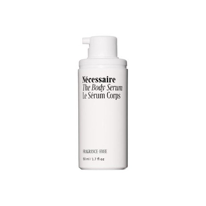 Nécessaire The Body Serum – Fragrance-Free Hyaluronic Acid Body Serum for Women+ Men. Niacinamide Firming Body Lotion – Fast-Absorbing for Sensitive + Eczema-Prone Skin. 50 ml/1.7 fl oz