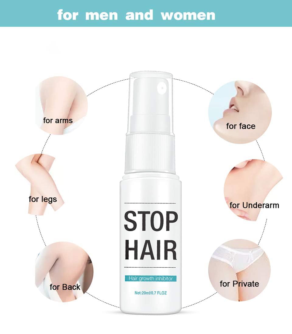20ml Hair Growth Inhibitor Spray for Face Bikini, Non-Irritating Painless Hair Inhibitor Permanent Stop Hair Growth for Body, Arm, Armpit, Leg