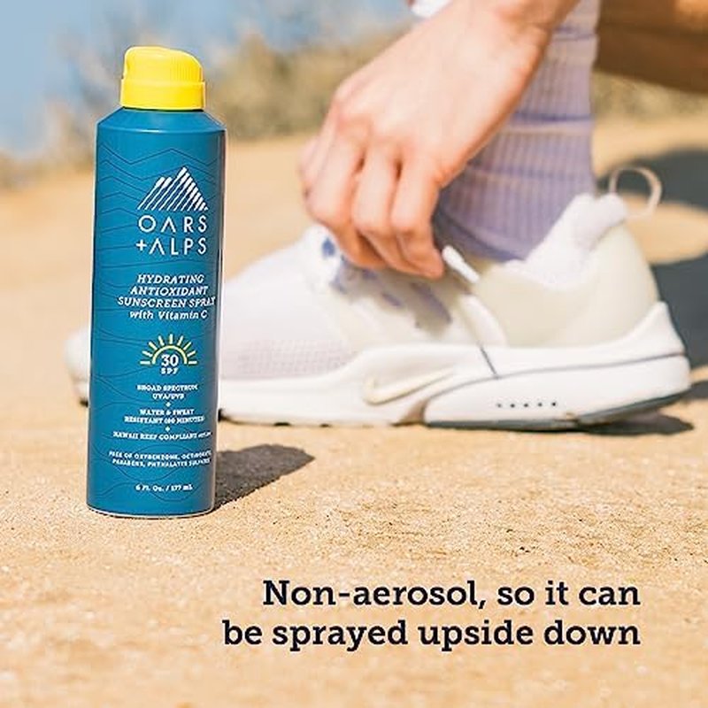 Oars + Alps SPF 30 Face & Body Broad Spectrum Sunscreen Spray | Fast-Absorbing, Lightweight, Non-Greasy, Hawaii Reef Act 104 Compliant, Water-Resistant, Octinoxate + Oxybenzone Free, 6 Oz, 1 Pack