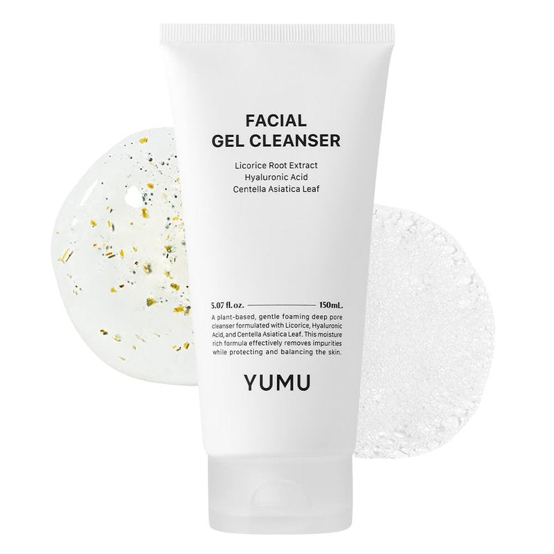 YUMU Licorice Deep Pore Facial Cleanser, for Double Cleansing, Centella Asiatica + Ceramide NP + Glycerin, Hydrating Gel Cleanser, Blackhead Remover, Korean Skincare (150ml/5.07 fl.oz.)