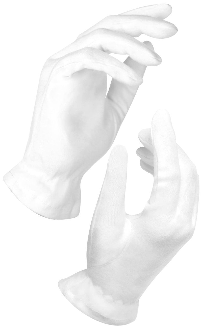 White Gloves Large (10 pair) - Cotton Gloves for Eczema, Cotton Gloves for Dry Hands, White Cotton Gloves for Women, Spa Glove, Lotion Glove, Sleeping Glove