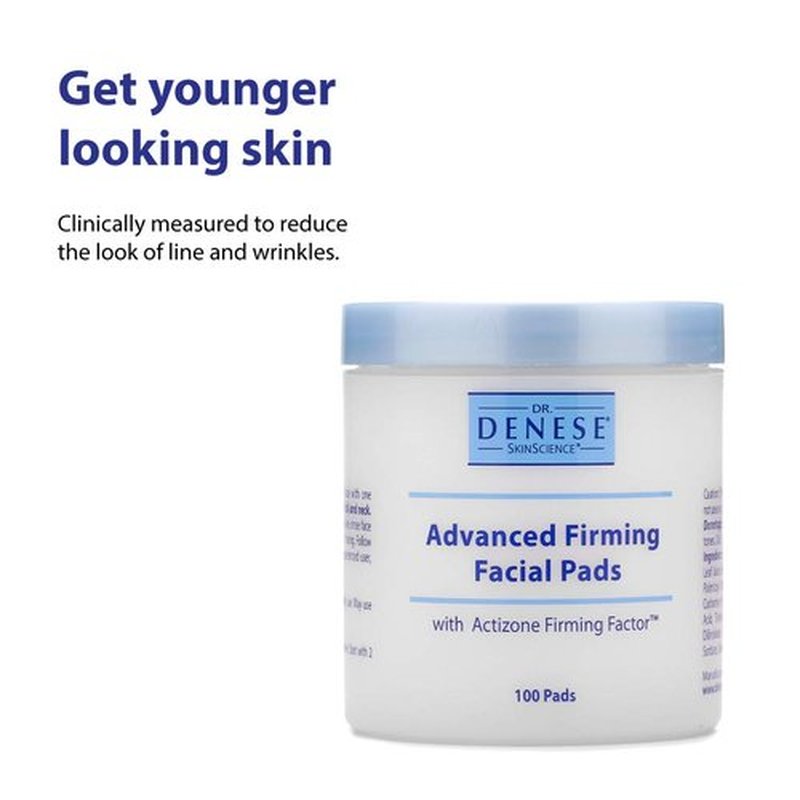 Dr. Denese SkinScience Advanced Firming Facial Pads - Exfoliating Glycolic Acid & Peptides, 100 Count | Smooth, Radiant Skin