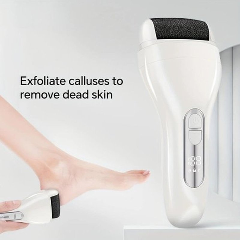 Electric Foot Callus Remover Kit for Women and Men;Rechargeable Electronic Foot File with 3 Heads Waterproof;Professional Feet Care Tools for Dead Skin;Hard Cracked Dry Skin (White)