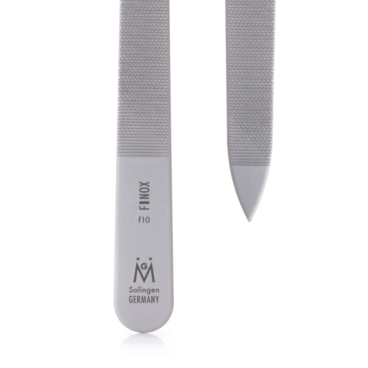 GERMANIKURE Original Triple Cut Metal Nail File with Leather Sleeve, Double Sided FINOX Stainless Steel, Ethically Made in Solingen Germany, 15cm
