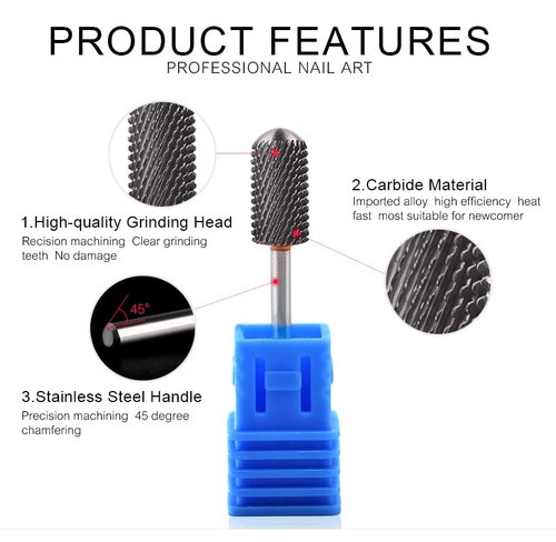 Rolabling 3 pcs Round Head Alloy Nail Drill Bits Manicure Drilling with 1 pcs Nail Drill Bit Storage Box For Electric Nail Drill Manicure Machine Nail Gel Polish Removal Nail Accessories Tool (Set)