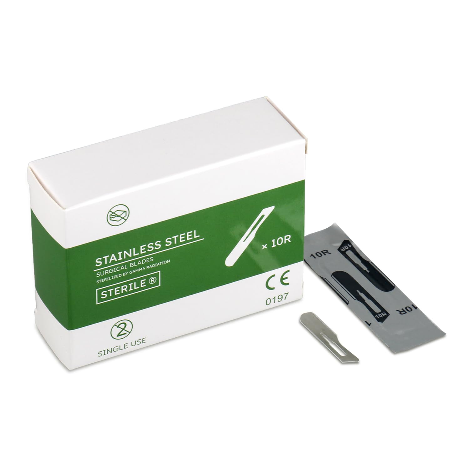10R Dermaplaning Blades, Stainless Steel Precision Blades for Facial Exfoliation, Individually Wrapped Single-Use Blades, Compatible with No.3 & No.5 Handles (Box of 100)