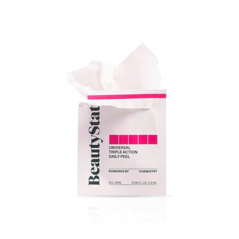 BeautyStat Triple Action One-Step Daily Exfoliating Peel Pad for Uneven Tone, Texture, Fine Lines, Enlarged Pores - Made in the USA - Gentle Exfoliator Pad with AHAs, BHAs, Glucosamine to Brighten
