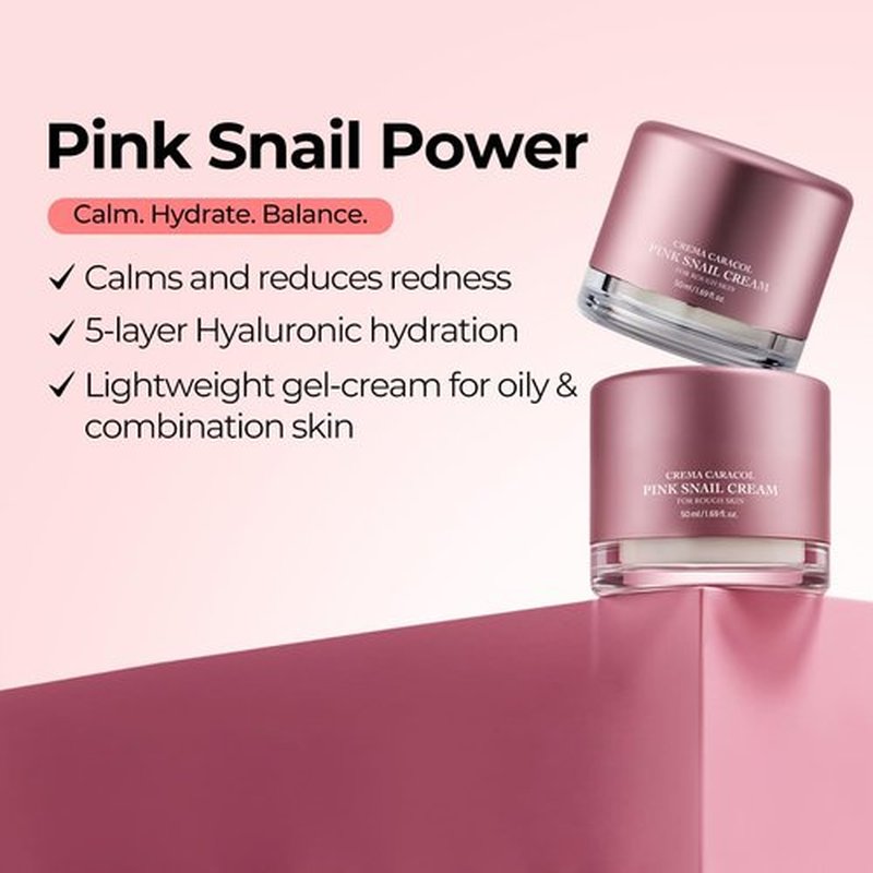 Jaminkyung Pink Snail Cica Cream for Sensitive Skin | Soothing Korean Moisturizer with Peptides & HA for Redness Appearance | Lightweight Gel-Cream for Oily & Blemish-Prone Skin 1.69 fl oz