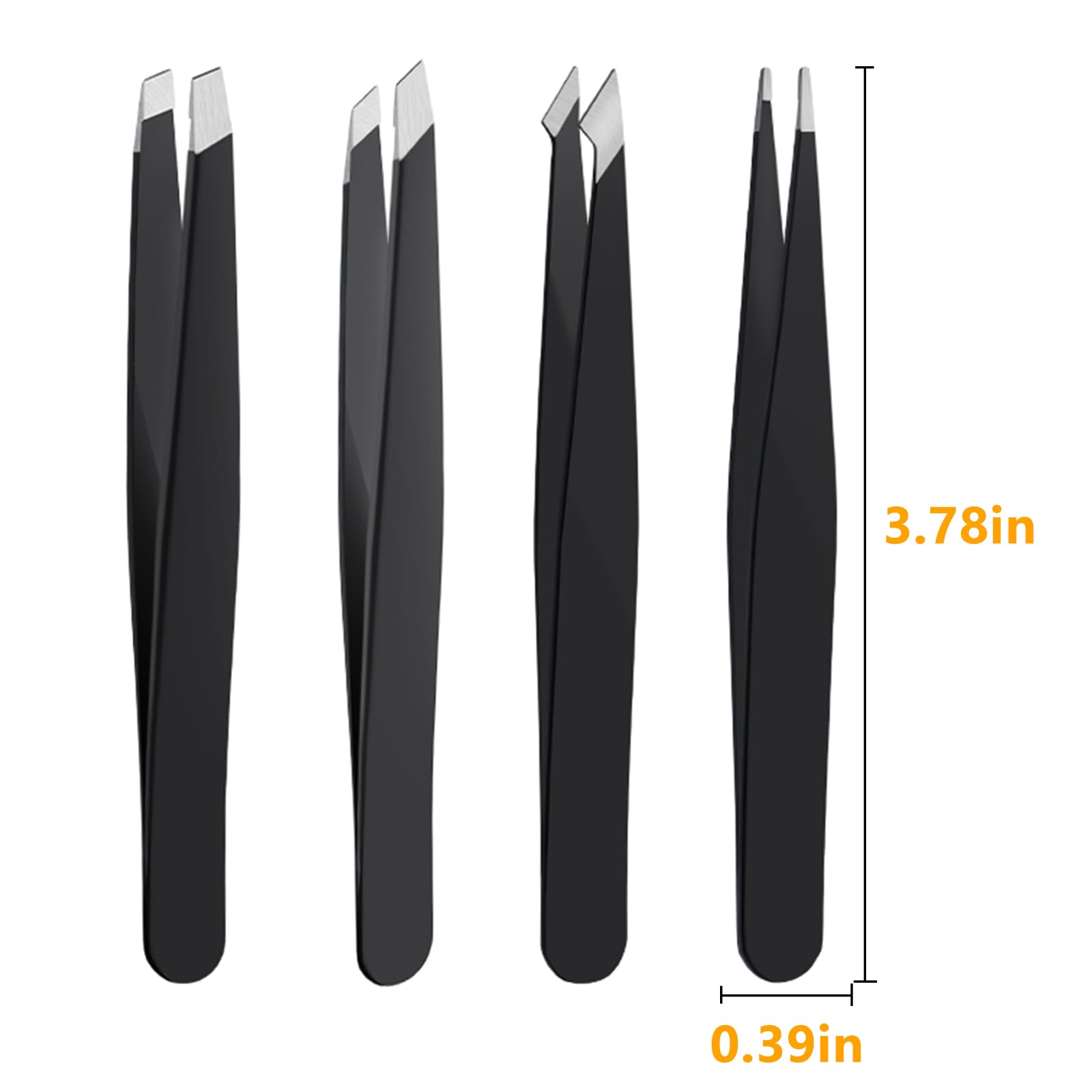 DTDNZKN 4 PCS Stainless Steel Tweezers Set Black