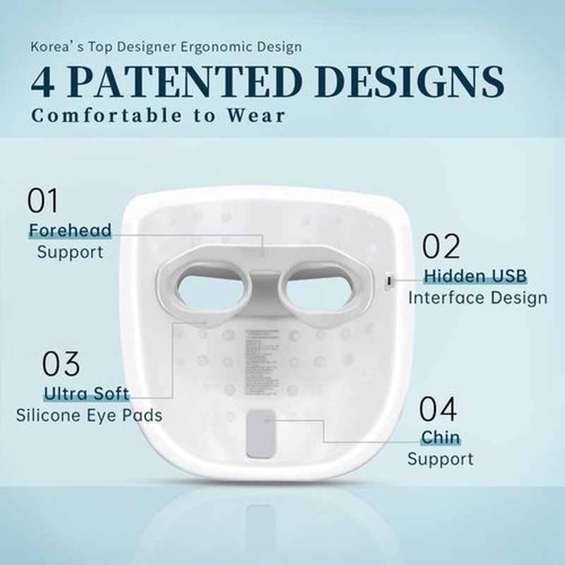 GYH LED Face Mask - Wireless Red & Blue Light Therapy for Anti-Aging | FSAHSA Eligible, Cloud-S (RB-014)