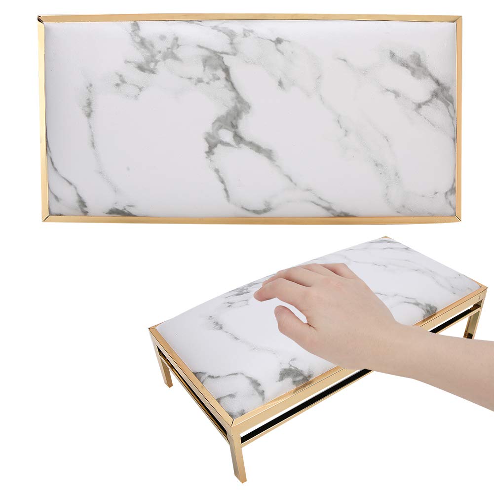 Wallfire Nail Art Hand Pillow, Stylish and Elegant PU Leather Manicure Arm Rest Cushion, Anti-Slip and Soft Hand Cushion for Nail Art Salon Home, Nail Art Equipment Tools(Marble)