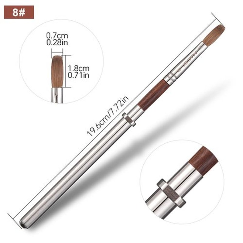 KADS Acrylic Nail Brush with Penholder Nail Brush for Acrylic Application-Oval Shaped Powder Nail Design Tools for Professional Manicure DIY Home Salon (8#)