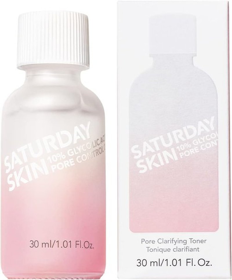 Saturday Skin Pore Clarifying Toner - 10% Glycolic Acid & AHA for Deep Cleansing | Travel Size