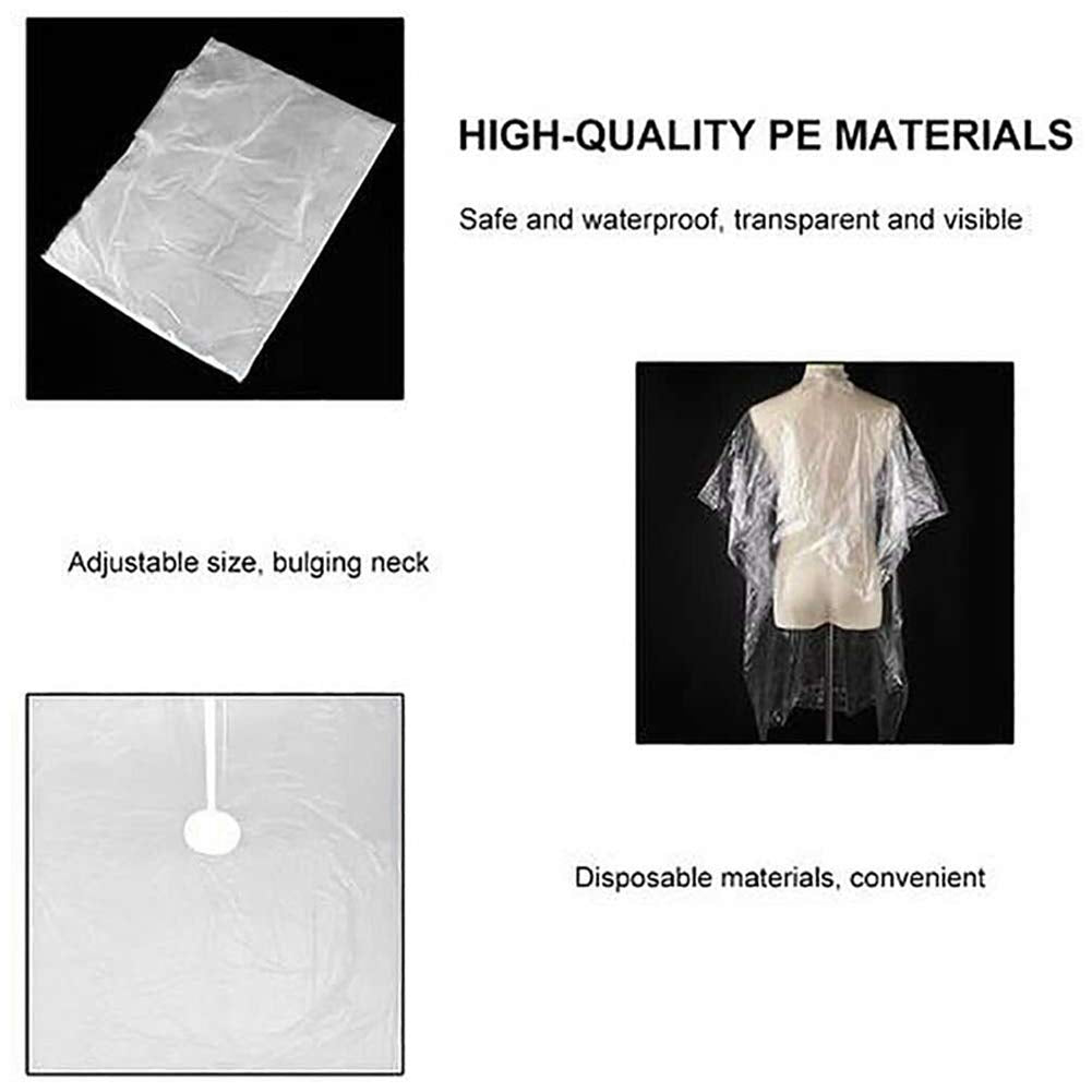 100pcs Disposable Hair Cutting Cape, Salon Barber Cape, Clear Apron Hairstylist, Waterproof Shampoo Capes for Hair Stylist Home Hairdressing, Hair Coloring, Perming