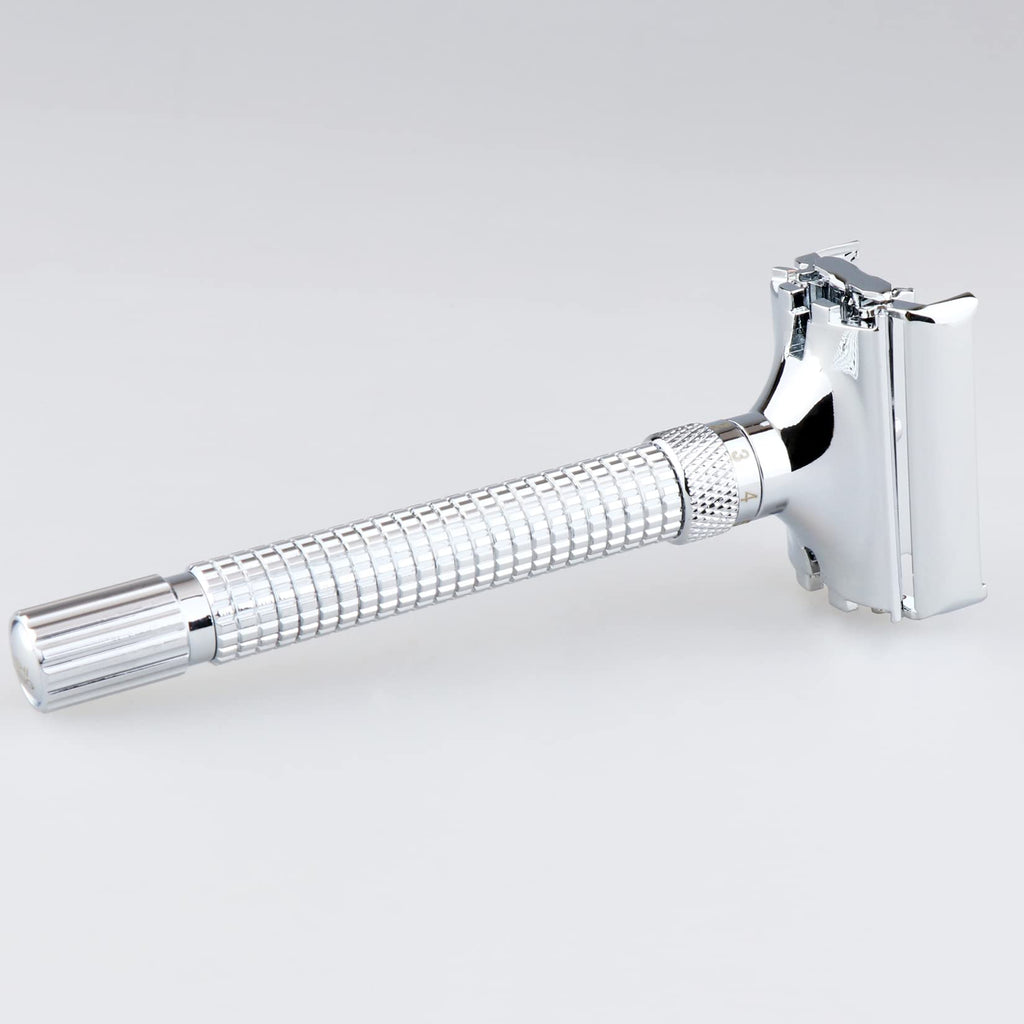 WEISHI Safety Razor Adjustable Butterfly Open Double Edge Chrome