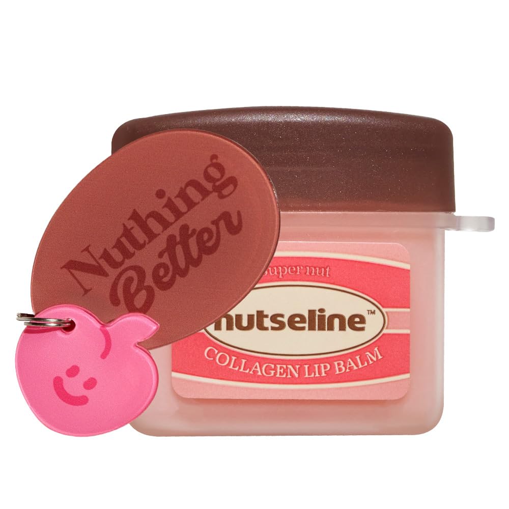 Nutseline Super Nut Collagen Keyring Lip Balm 11ml – 3-in-1 Lip Care Korean Skin Care, Plumps & Firms Lips, Collagen-Boosting, Shea Butter Formula for Hydration & Smoothness, Portable Keyring Design
