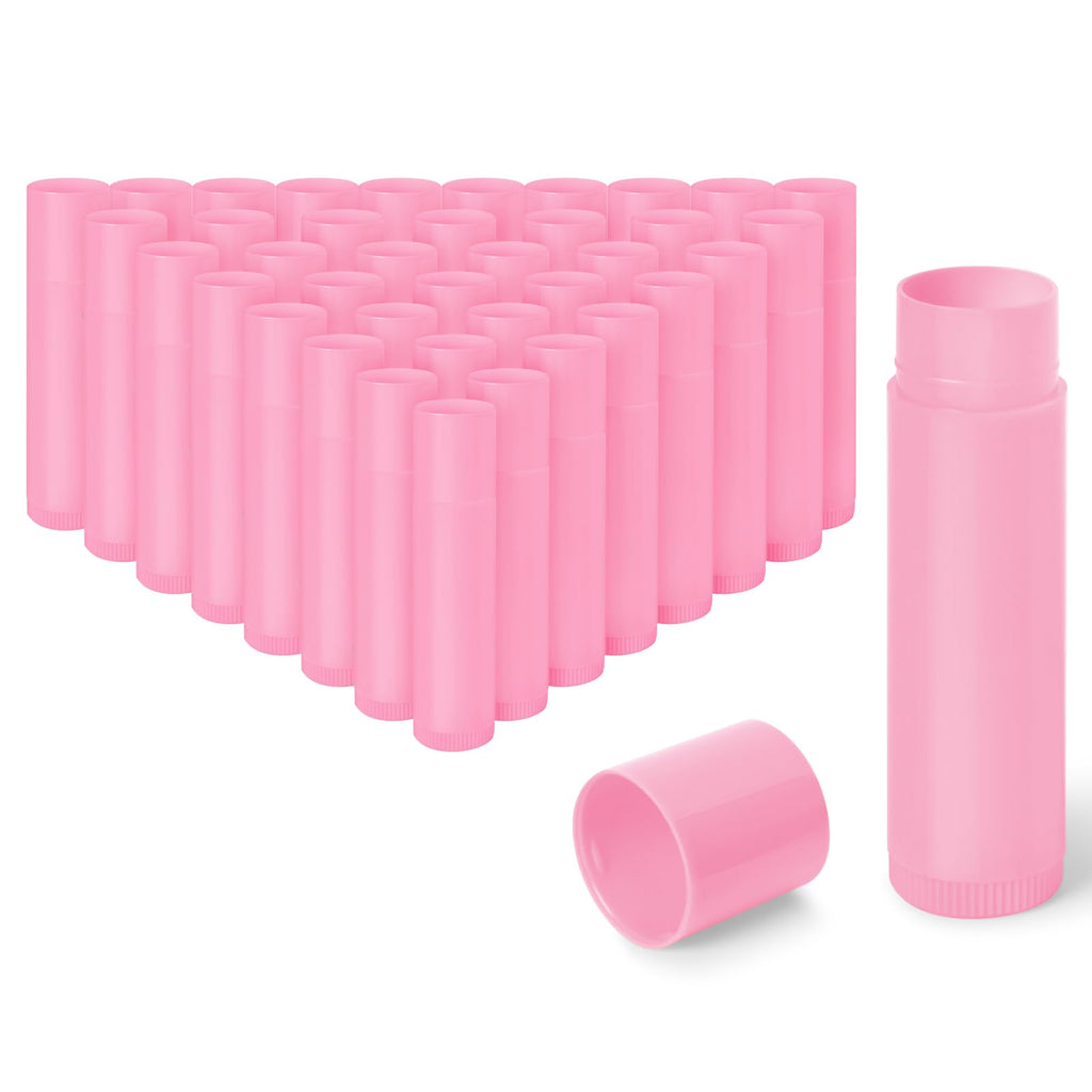 Sherules 50Pcs Empty Lip Balm Tubes 5.5ml - BPA Free and Leak-Proof Small Twist-Up Lip Containers for DIY Homemade Lipstick Balm,Pink