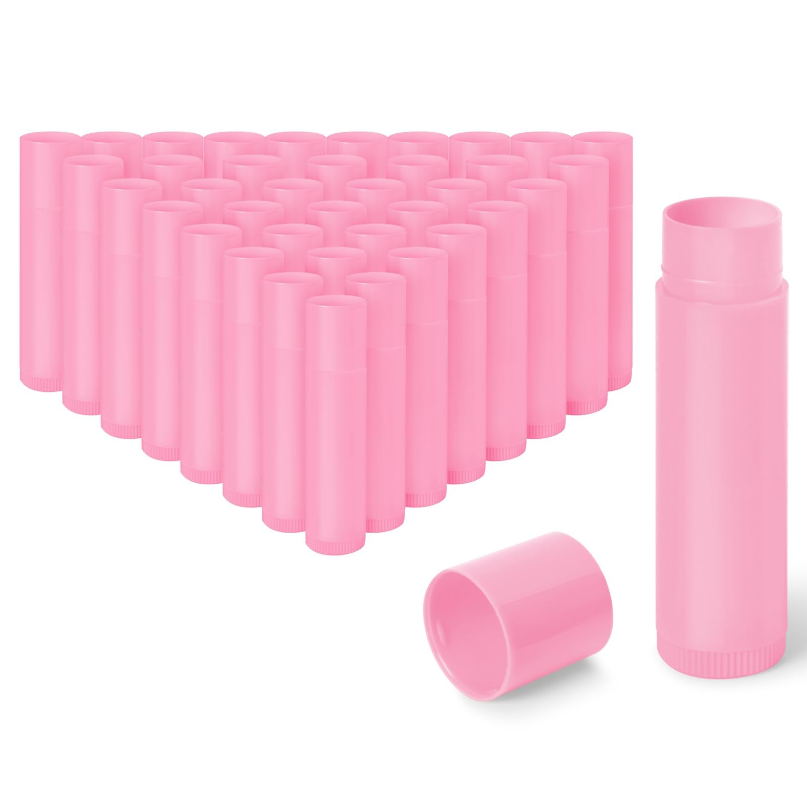 Sherules 50Pcs Empty Lip Balm Tubes 5.5ml - BPA Free and Leak-Proof Small Twist-Up Lip Containers for DIY Homemade Lipstick Balm,Pink